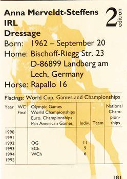 1995 Collect-A-Card Equestrian #181 Anna Merveldt-Steffens / Rapallo 16 Back